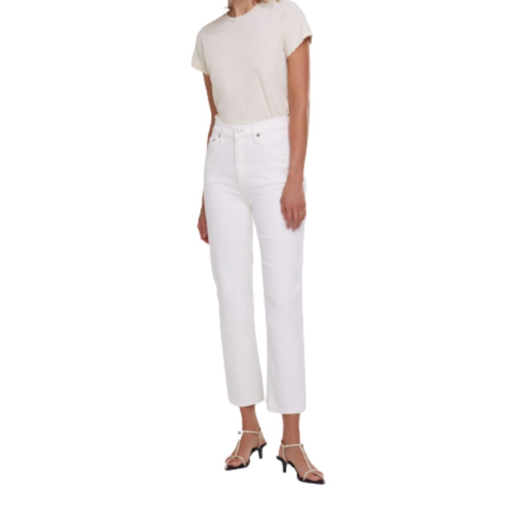 AGOLDE Wilder Jeans Womens 24 White High Rise Straight Leg Stretch Denim Pants - Picture 2 of 14